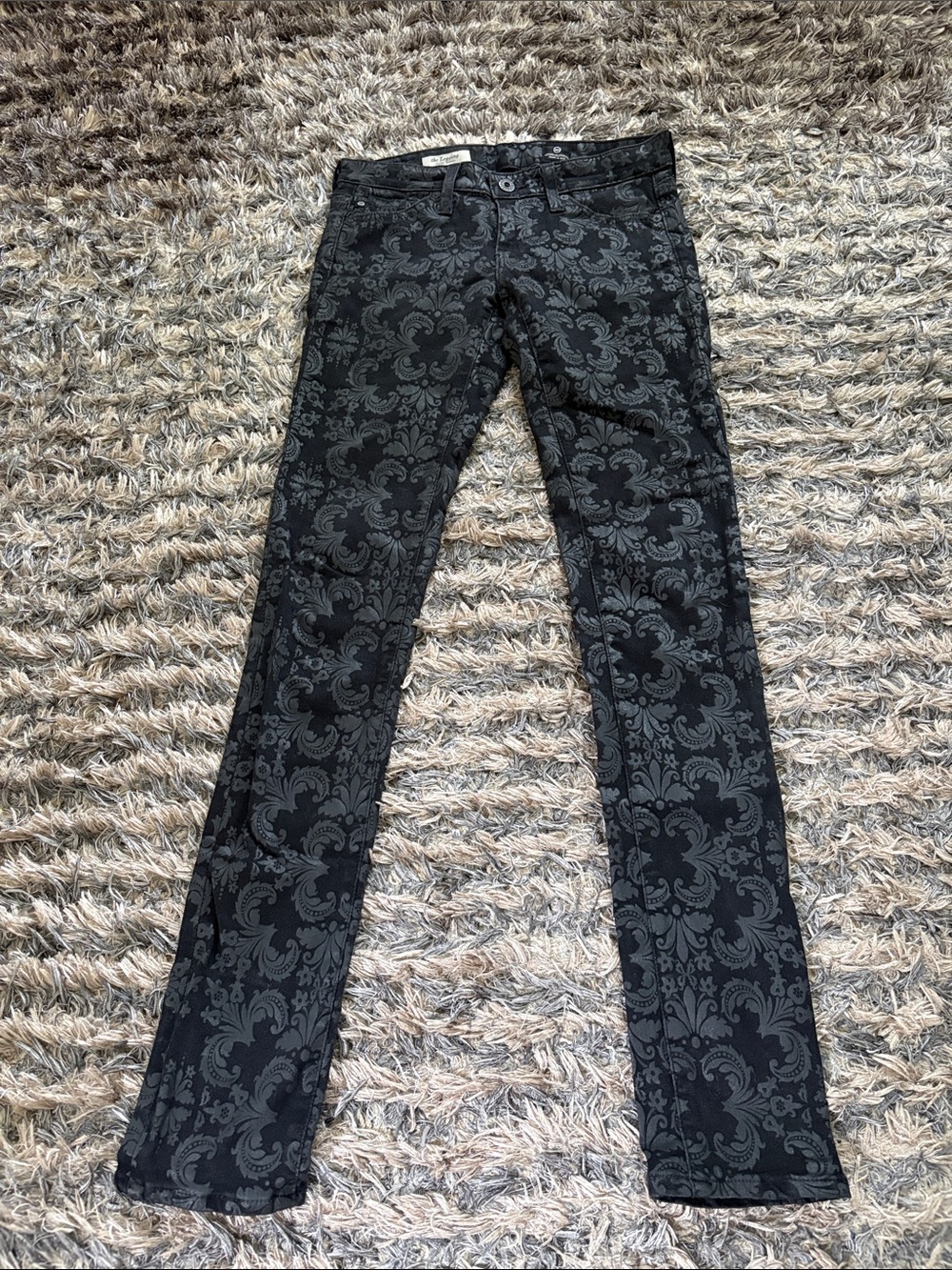AG Adriano Goldschmied Brocade Damask The Legging Skinny Jeans 25R